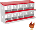 10-Hole Chicken Nesting Box, Rustproof Galvanized Steel Roll-Out Egg Collection with Vented Design, Laying Box for Hens, Poultry Coop Accessories for Egg Layers