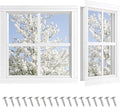 Shed Windows 2 Pack, Chicken Coop Windows 16" x 16" Fixed Transom Window with Tempered Glass, Square Gable Flush Mounted Small Window for Shed, Playhouse, Household, Garage (White)