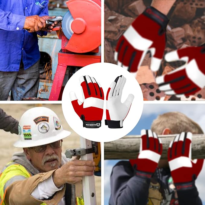 WESTWOOD FOX Gardening Working Gloves Leather Safety Thorn Proof Gloves for Mens & Women Flexible Heavy Duty Mechanic Gloves