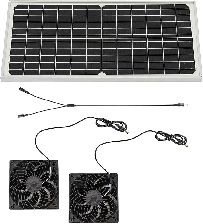 16W Solar Panel Cooling Fan Set Monocrystalline Silicon for Pet House Chicken Coops and Greenhouse Ventilation Energy Efficient Cooling