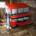 Chicken Nesting Boxes with Cleanable Pull-Out Trays - 6 Hole Metal Rollaway Nest Box for Laying Hens, Wall Mount or Placed Design for Easy Egg Collection & Cleaning