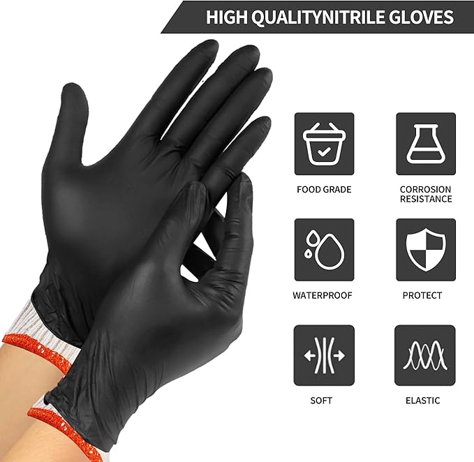 BBQ Gloves 6 Cotton Glove Liners and 100 Disposable Nitrile Gloves,Washable Cotton Liners Powder Latex Free Nitrile Gloves,Applies to Cooking Baking Grilling.
