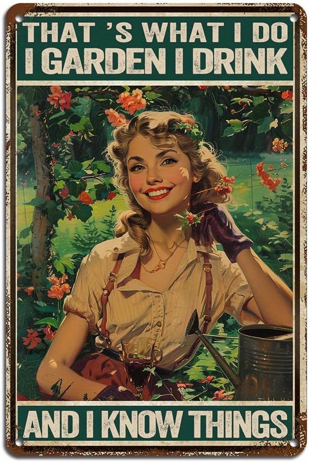 1pc Metal Sign, Garden And Portrait Sign, Vintage Wall Decor Sign, Wall Art Decor, For Home, Bar, Restaurant, Cafe Decoration (8x12Inch/20 * 30cm)