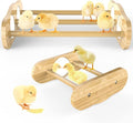 Bamboo Chick Perch with Mirror and Mini Roosting Bar Set for coop and brooder(2 Pack), Training Perch for Large Bird, Hens, Parrots, Macaw, Easy to Assemble and Clean,Fun Toys for Chicken