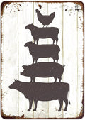 Chic Farm Animals Metal Sign Vintage Style Wall Decor for Farmhouse Gift 12x8 Inches