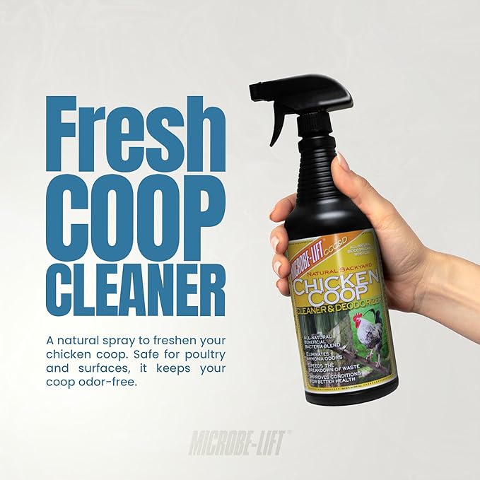 Microbe-Lift Chicken Coop Cleaner & Deodorizer – 32 oz – Natural Cleaner & Deodorizer for Chicken Waste, Bedding & Surfaces – Helps Maintain a Clean Poultry Space