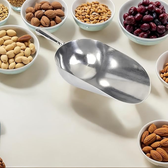 Heavy-Duty Cast Aluminum Kitchen Scoop - Rust-Proof, Ergonomic S-Handle Ice Cube Endurance Scoopfor Ice, Candy, Popcorn, Coffee Beans, Flour & Pet Food - Commercial-Grade Durable Design (S（5oz）)
