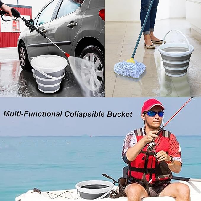 Collapsible Bucket 2.6 Gallon 10L Water Bucket for Cleaning Foldable Portable Plastic Mop Bucket with Handles Indoor Household Outdoor Car Wash Camping Fishing