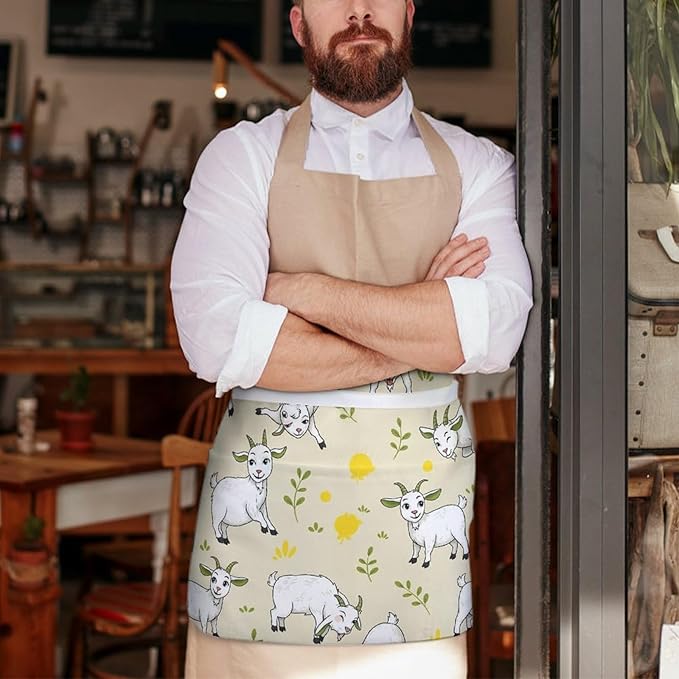 Short 3 Pockets Waist Waiter Waitress Half Apron Waterproof Chef Aprons