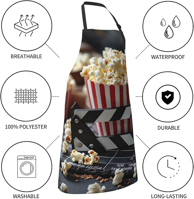 Kitchen Aprons for Men Women Waterproof Apron with 2 Pockets Cool Steampunk Gears Apron Adjustable Bib Aprons