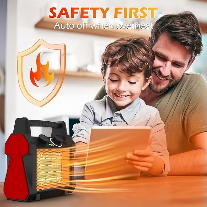 Outdoor Heaters for Patio, 1500W Garage Heater with Overheat Protection, 3S Fast Heating Electric Portable Electric Patio Heater, Greenhouse Heaters, Garage, Indoor Outdoor Use