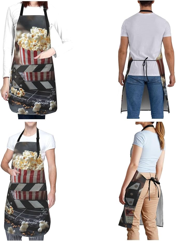 Kitchen Aprons for Men Women Waterproof Apron with 2 Pockets Cool Steampunk Gears Apron Adjustable Bib Aprons
