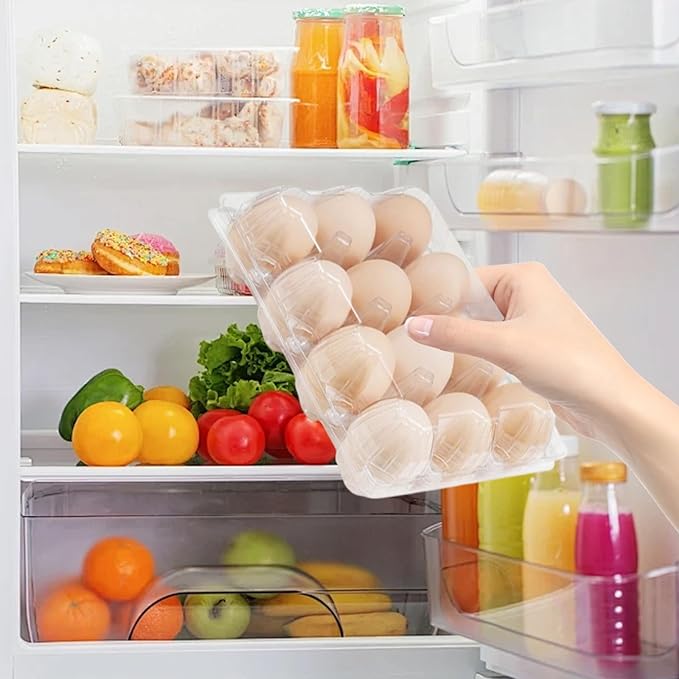120 Pcs 12 Count Plastic Egg Cartons Cheap Bulk, 3x4 Grids Clear Empty Egg Cartons, Reusable Egg Trays Clear Egg Containers for Fresh Chicken Eggs for Chicken Farm Business Market, Refrigerator Use