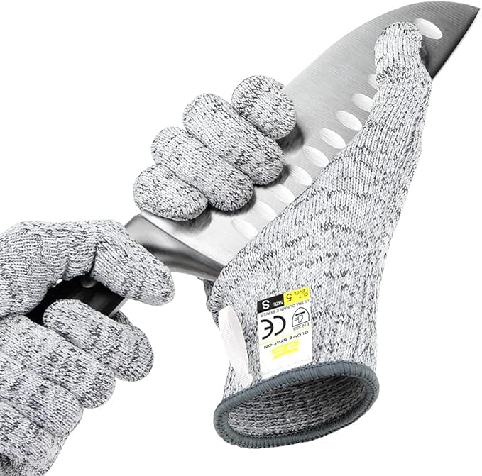 Glove Station Ultra Durable Series Cut Resistant Gloves - Cutting Gloves for Chefs, BBQ and Cooking - Level 5 Protection, Food Grade Safe Cut - Grey, Large Size