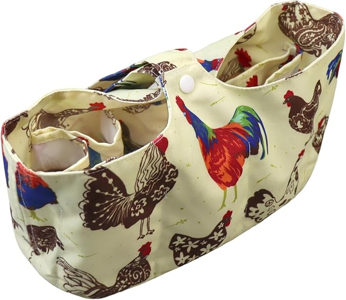 Mini Eggs Collecting Basket Tote Gathering Basket with 8 Pouches for Chicken Hen Duck Goose Eggs Housewife Farmhouse Garden