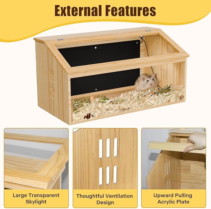 Brooder Box for Chicks Wooden, Chicken Brooder House with Thermostat & Heating Plate,All-in-One Chicken Brooder House w/Poultry Waterer, Adjustable Temp,Holds 30 Chicks Ducks Quails, 31.5"×15.7"×15.7"