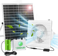 Solar Powered Fan with Battery Run Day/Night, 22W 9.8" Solar Fan for Chicken Coop with 12000mAh Battery, Waterproof Solar greenhouse fan for Shed, Chicken Coop, Greenhouse