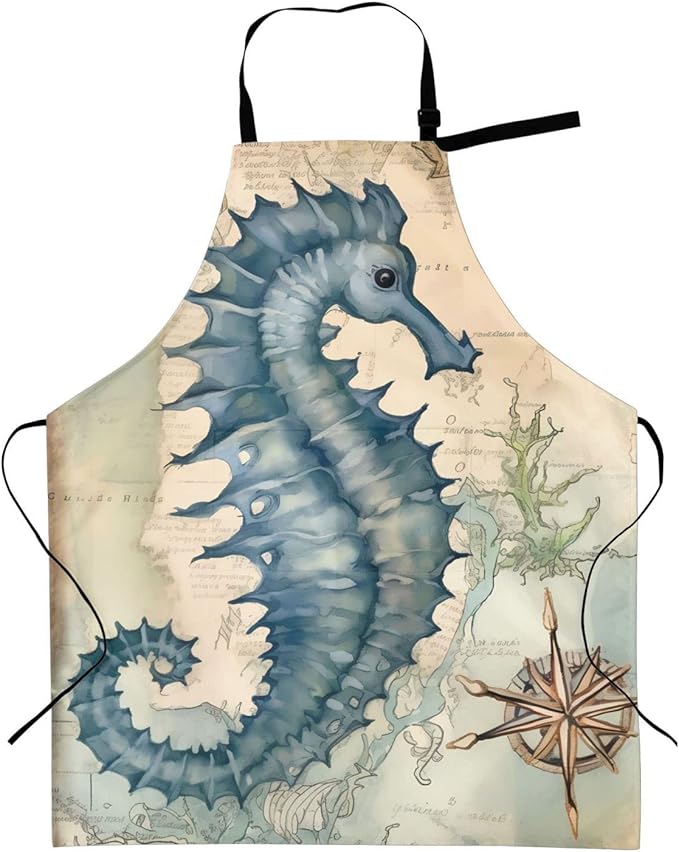 Shark Jumping Home Aprons 2 Pockets 33"×28" for Men Women, Ocean Sea Waterproof Kitchen Cooking Bib