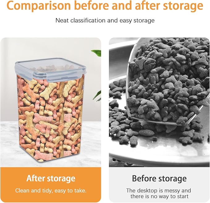 Geyecete 2 PC [6.5L / 220 Oz] large food storage containers Extra Large dog Food Storage Containers with Airtight Lids Can hold 13-15 pounds of dog food