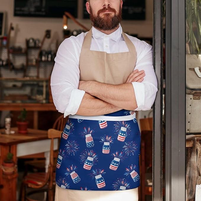 Unisex Half Waiter Waist Short Apron Waterproof Chef Works Waitress Aprons