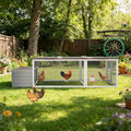 Large Wooden Chicken Coop with Nesting Box Weatherproof Asphalt Roof Walk-in Poultry Cage Secure Locks Metal Mesh Run for Backyard Farm (Gray-1)
