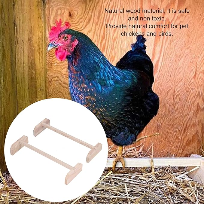 2 Set Chicken Wooden Perches, Large Bird Roosting Bar for Hens Rooster Parrots, Natural Wood Training Stand with Sturdy Base for Coop and Cage Use