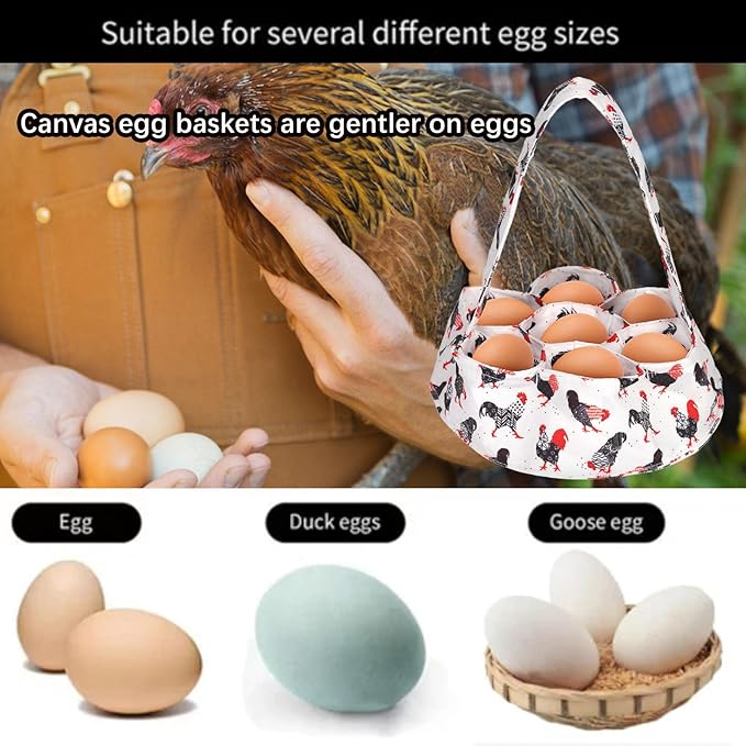 2 Pcs Egg Collecting Apron Chicken Gathering Basket with 7 Pouches Fresh Egg Holding Apron with 11 Pockets EW03