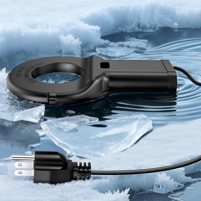 250W Utility De-Icer with Thermostat, Durable Cast Aluminum Submersible Water Heater for Bird Bath, Chicken Water, Livestock Tank, 9.8ft Cord, Black