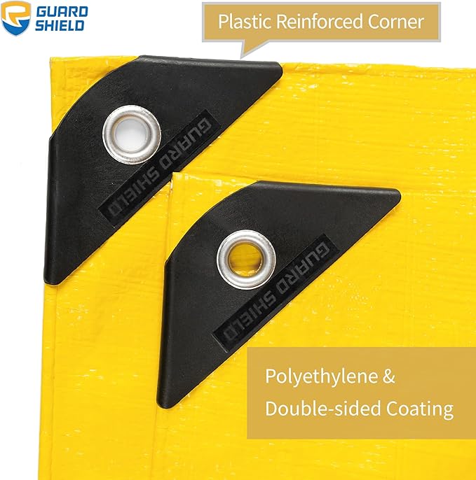 GUARD SHIELD Yellow Tarp 10x12 Feet Tarps High Visibility Outdoor Poly Cover Lightweight 6mil