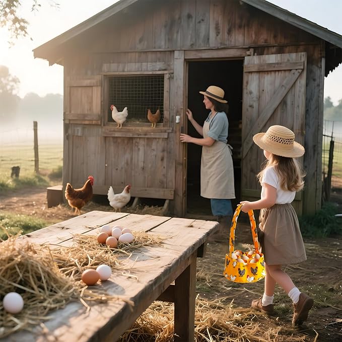 UKJENT Egg Collecting Basket, 7 Pouches Large Chicken Egg Gathering Basket, Machine Washable, Hold Different Size Eggs Collection Carrier Bag, Duck Goose Quail Fresh Eggs Collector, Farm & Home Use