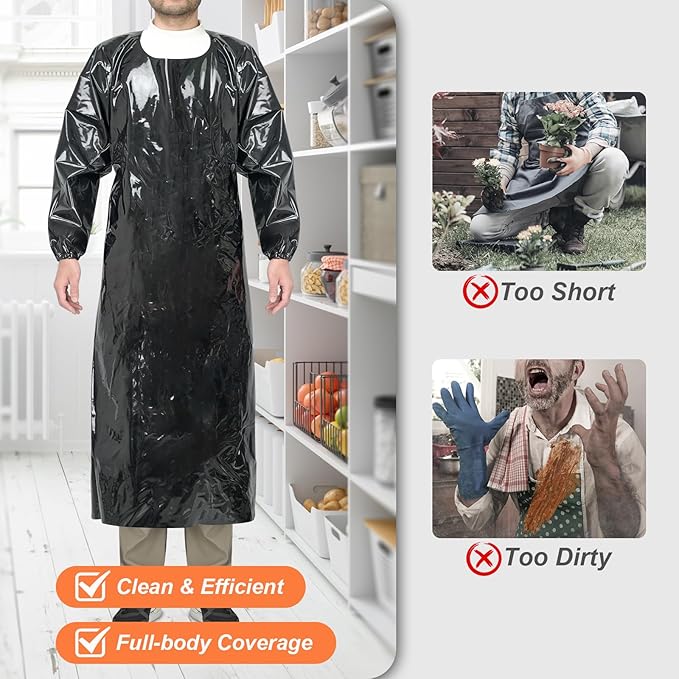 ELEBOX Waterproof Apron with Long Sleeves, Safety Apron Work Uniform for Men & Women, Chemical Resistance Anti-Tear Apron