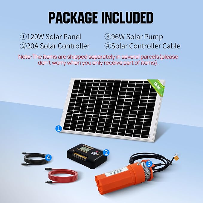 ECO-WORTHY Solar Well Pump Kit - 100W Solar Panel with 12V Deep Well Water Pump for Off-grid Living or Irrigation, Farm & Ranch-DELIVERY IN 2 PARCELS One