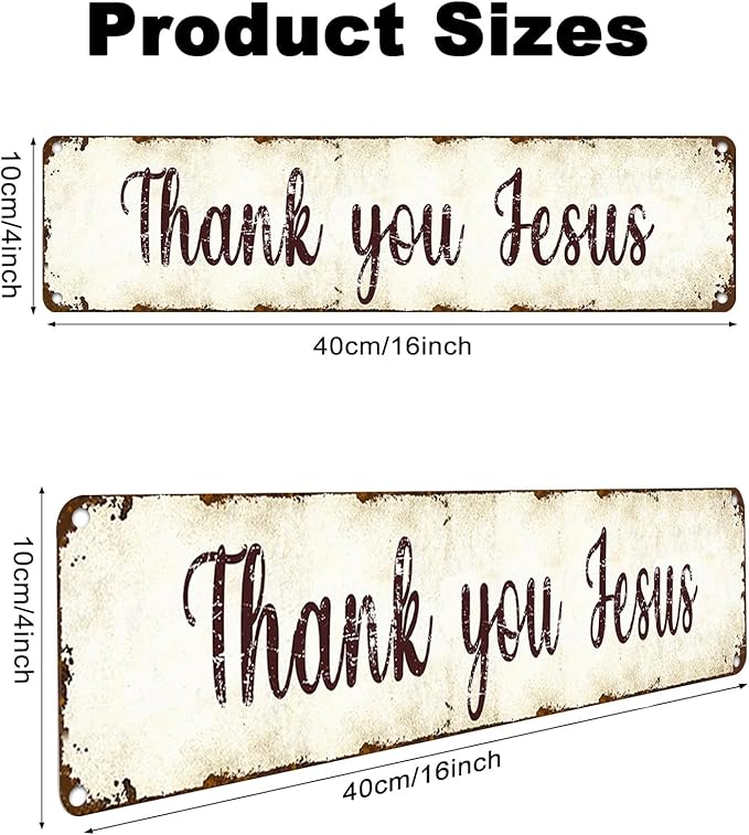 Jesus Tin Sign Wall Art - 4x16 Inch Rust-Resistant Religious Decor, Inspirational Catholic Christian Gifts for Home/Church/Office - Indoor/Outdoor Spiritual Art
