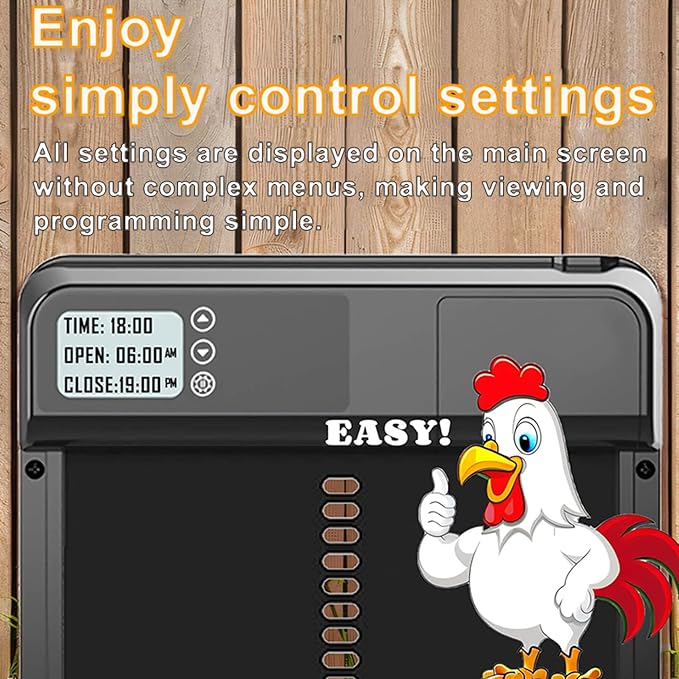 AUTENS Automatic Chicken Coop Door Aluminum Auto Coop Door Opener with Timer Control LCD Display Chicken Coop Door