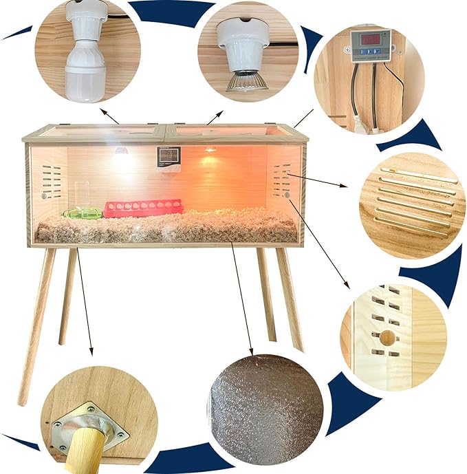 Brooder Box for Chicks, Kit with Heat,Chick Brooder Box with Sliding Door,with Thermostat,Table Legs, Temperature and Humidity Meter,Suitable for Quails/Chicks/Ducks/Quails/Hamsters (40×16×16 inches)