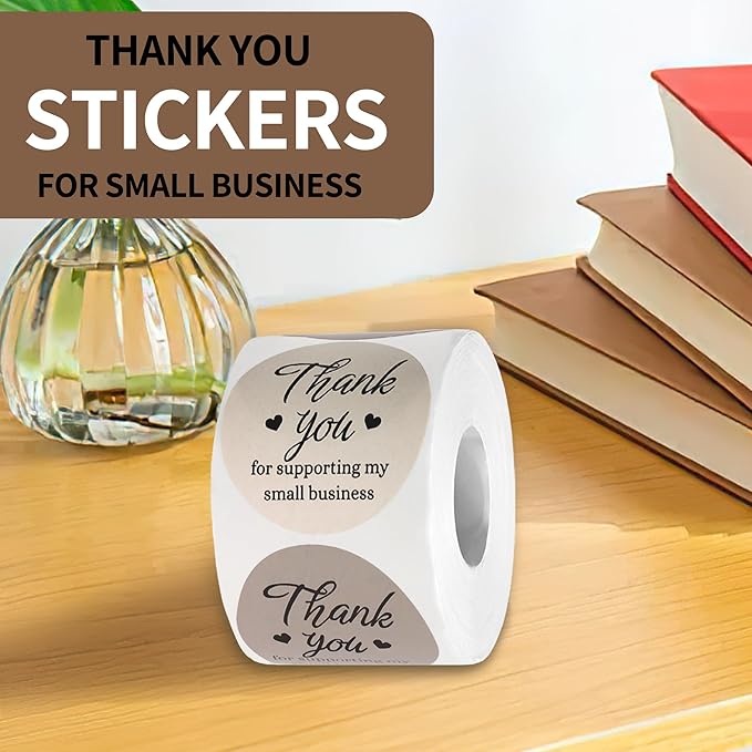 500 Pcs Thank You Stickers for Small Business, 2 Inches Self-Adhesive Elegant Round Seal for Envelopes, Party Favor