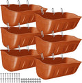 Hanging Goat Feeders,Chicken Feeder Waterer,Large Feed Trough 7.5 Quart 6 Pack,Hanging Fence Feed Trough for Poultry Livestock,Terracotta