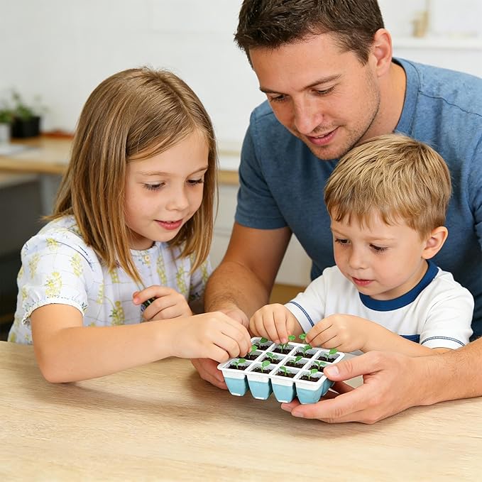 Planting Trays for Seedlings - 60 Cells Reusable Silicone Starter | Seedling Square Trays - for Indoors Gardening House Potted Lawn Vegetable Flower Farm Windowsill