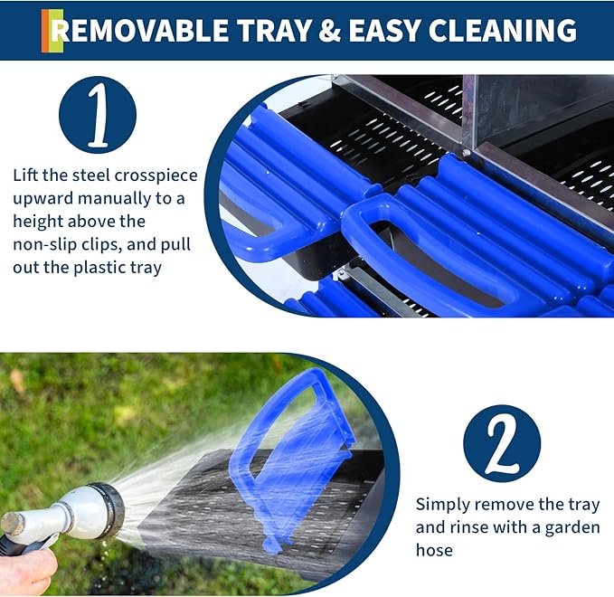 Chicken Nesting Boxes, Roll Away Nesting Box 10 Hole Metal Chicken Egg with Leg for Chicken Coop, Swing Perch and Rollout Egg Collection, Blue