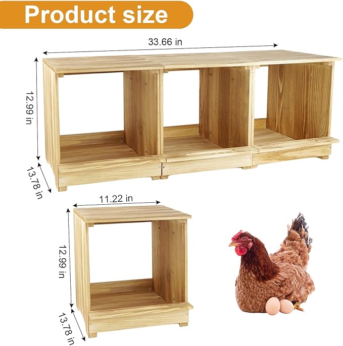 Nesting Boxes for Chickens 3 Compartments Chicken Nesting Boxes Wall Mount Nest Box for Chicken Coop Versatile Use Wood Nesting Boxes for Hens Easy to Assemble for Chickens, Hens, Ducks