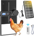 Automatic Chicken Coop Door Solar Powered, LCD Display Automatic Chicken Coop Door with Timer, Waterproof Aluminum Alloy Chicken Door with Remote Control, Charge with Solar Panel & USB