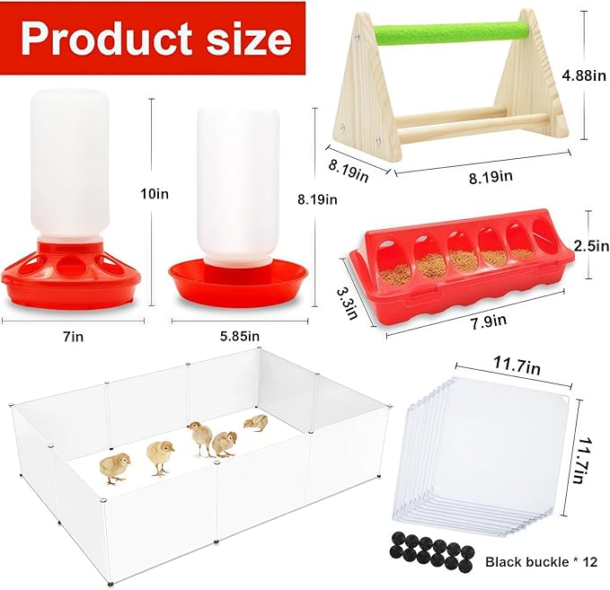 Chick Feeder and Waterer Kit with 75W Heat Lamp, Baby Chick Starter Kit for Chick Brooder, Baby Chicken Supplies for Baby Chick, Duck and Quail