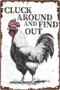 Vintage Chicken Coop Metal Tin Sign Farmhouse Decor Chicken Around And Find Out Funny Rustic Decoration For Home Kitchen Farm Backyard Garden 8 x 12 Inch