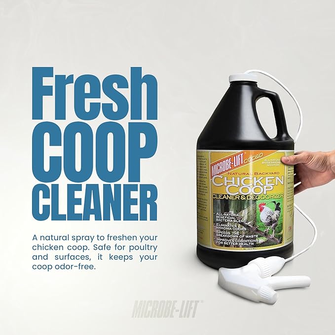 MICROBE-LIFT Chicken Coop Cleaner and Odor Eliminator, Use on All Surfaces and Supplies, Turns Chicken Poop Into Fertilizer, Ammonia Reducer, Highly Concentrated and Safe Formula, 1 Gallon