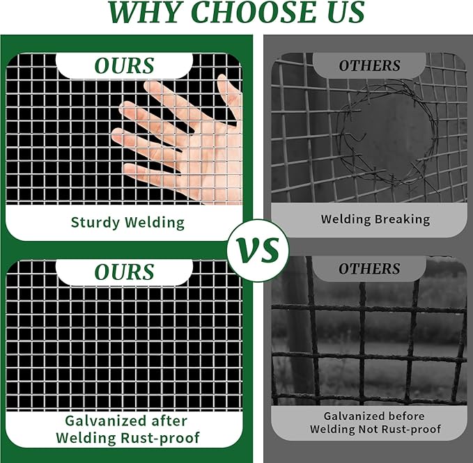 48in x 100ft 19 Gauge Hardware Cloth 1/2 Inch Mesh Roll - Galvanized Chicken Wire Fencing for Garden Fence, Poultry Netting, Gopher Barrier, Animal Cage Screen, Chicken Wire Craft Projects