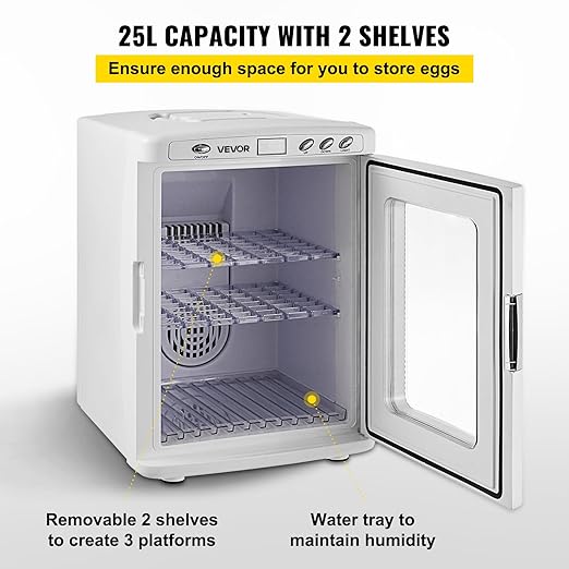 Happybuy White Reptile Incubator 25L Scientific Lab Incubator Digital Incubator Cooling and Heating 5-42°C Reptile Egg Incubator 12V/110V Work for Small Reptiles