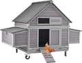 Aivituvin Chicken Coop with Wheels Outdoor Poultry Cage with Two Nesting Boxes 19ft² Wooden Hen House
