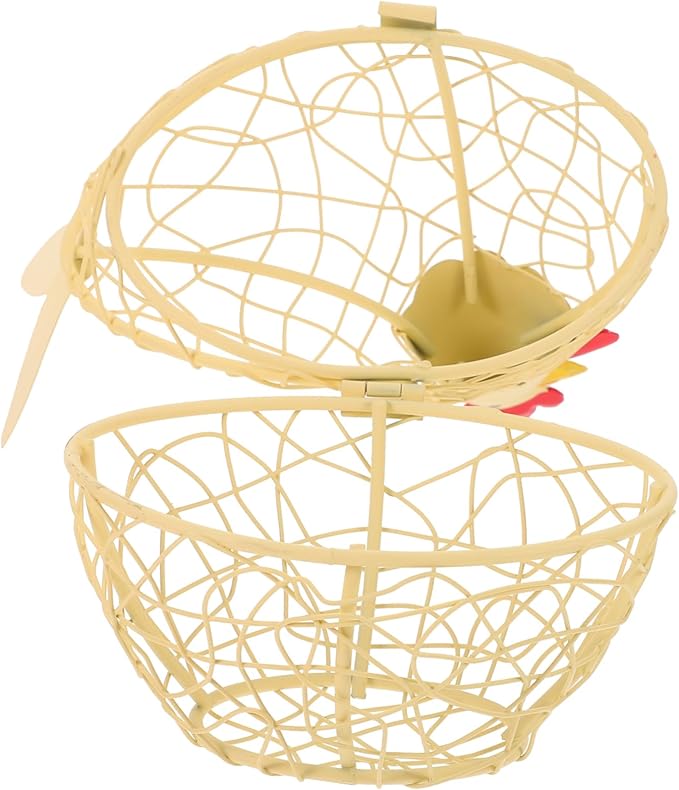 Hen Shape Egg Basket Wire Kitchen Storage Basket for Countertop Organization and Home Decoration 3.94X5.91X3.94 Inches