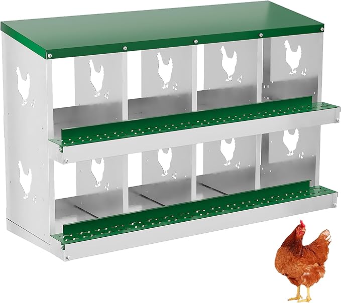 8 Holes Chicken Nesting Boxes, Nesting Boxes for Chickens, Easy to Clean and Install, Chicken Laying Box for Outdoor Chicken Coop Farm Yard, Green