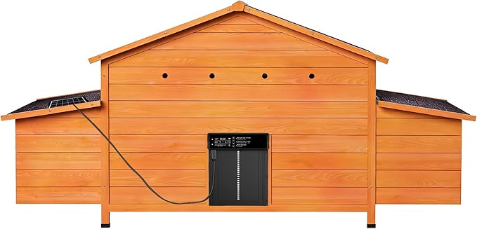 GOWE Automatic Chicken Coop with Solar-Powered Door, Weatherproof Design, Ventilated, with 2 Nesting Boxes, Timer & Light Sensor ¨C Durable Outdoor Chicken House with Pull-Out Tray for Easy Cleaning